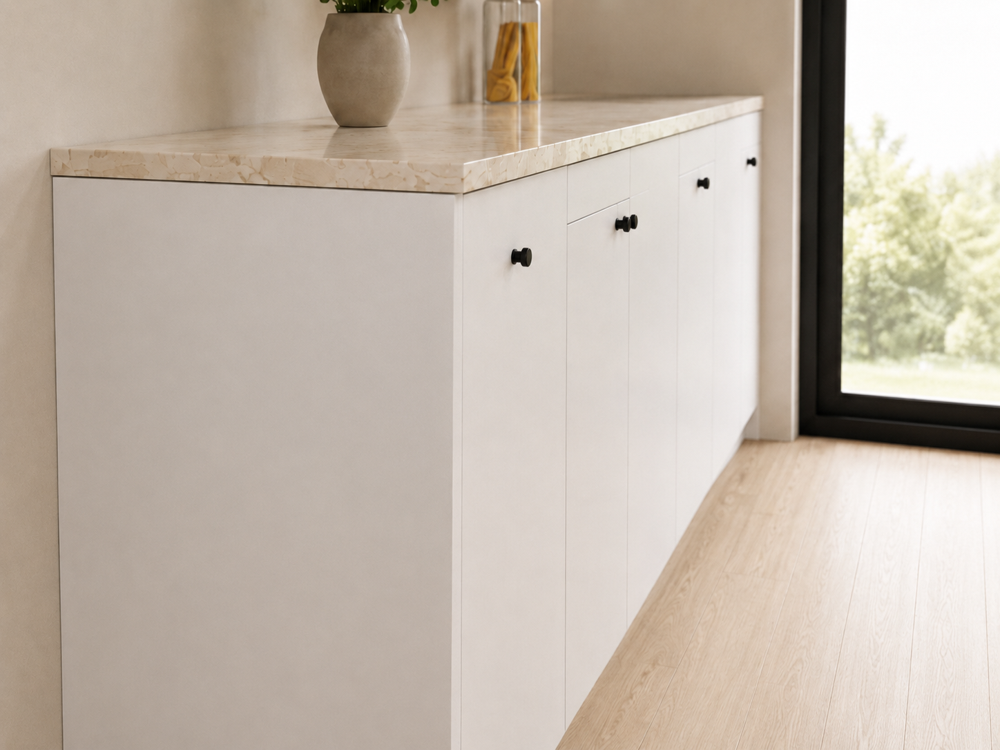 Concealed lighting and material contrast enhance depth, bringing warmth and precision without visual noise.