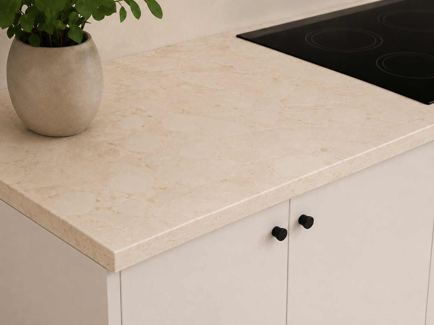Appliances are fully integrated within the cabinetry, maintaining clean sightlines and a cohesive, uninterrupted surface.