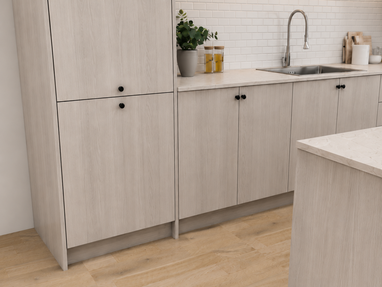 A broader selection of materials and tones allows greater design flexibility while maintaining Veneto’s clean architectural language.